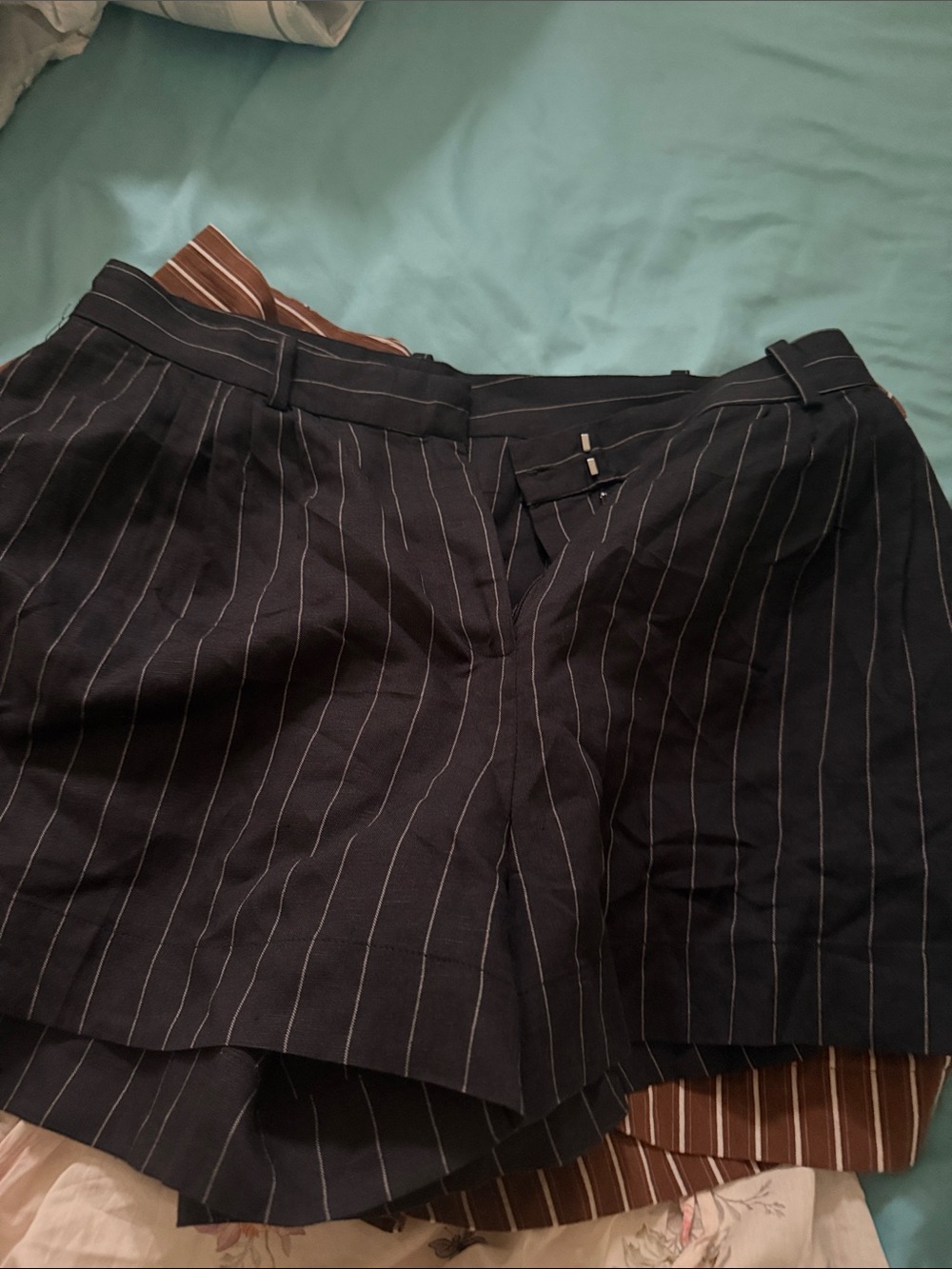 Men's Navy Pinstripe Tailored Shorts